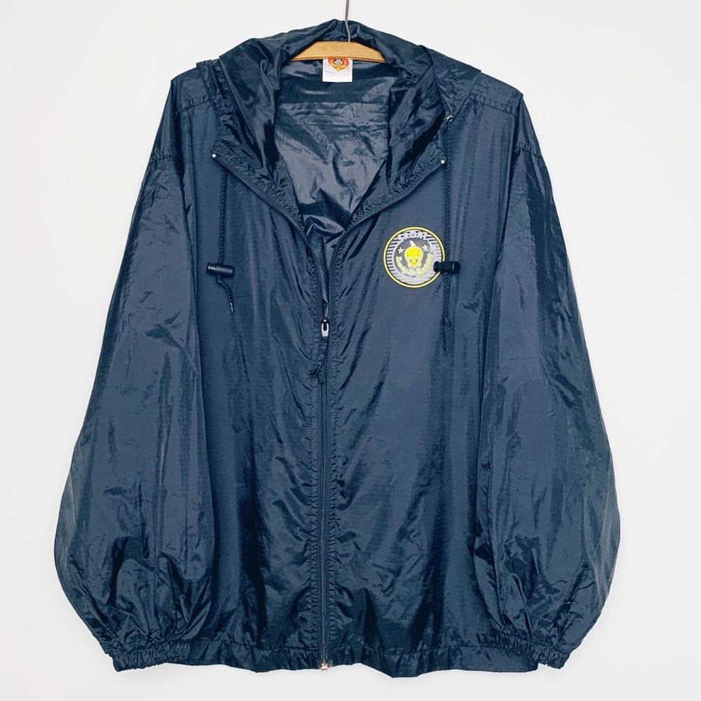 VTG 1997 Tweety Bird Men Black Windbreaker Jacket